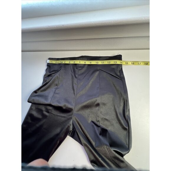 Zara Satin High Rise Split Hem Leggings Womens Medium Black - Picture 6 of 8